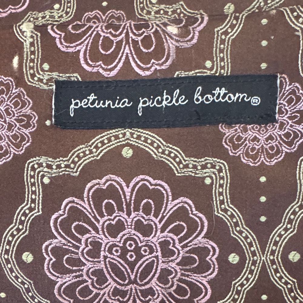 $40 medium.Pickle Bottom Floral baby bag Brown and Pink.